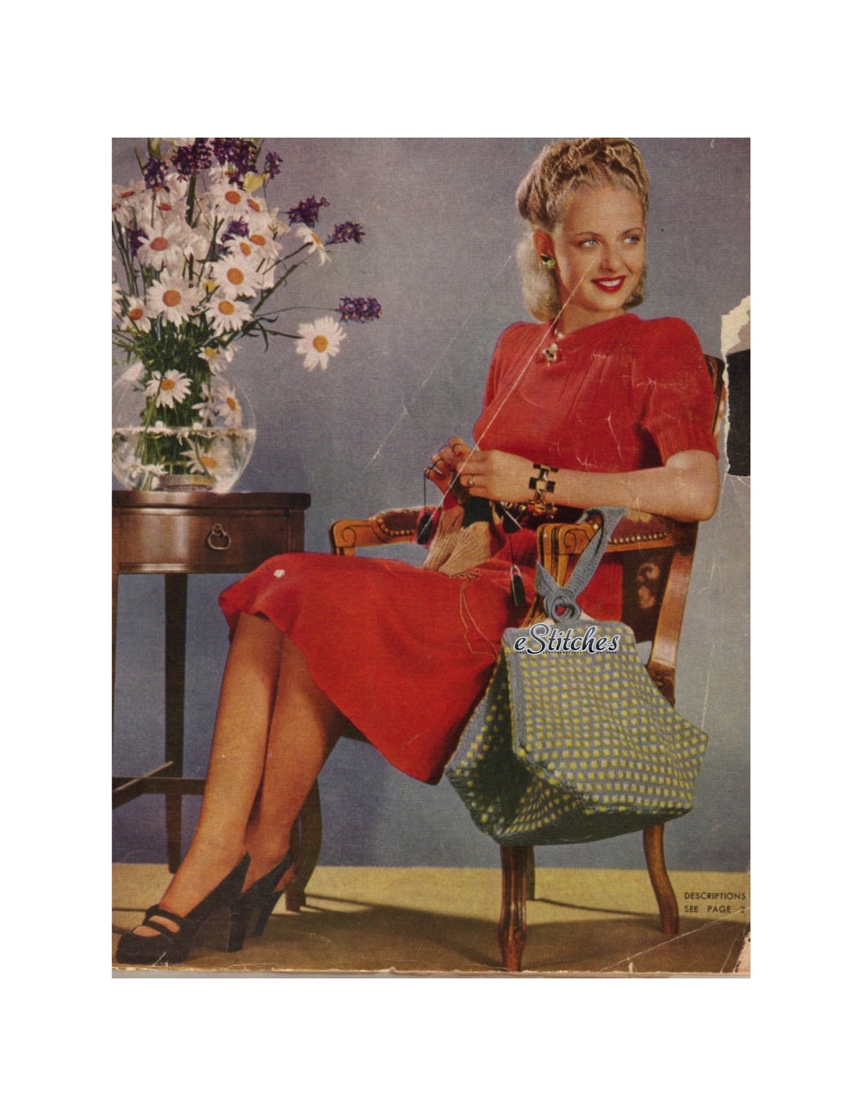 1940s Stylish Purse or Hand Bag  - Vintage Knit pattern (PDF 0620) - $3.75