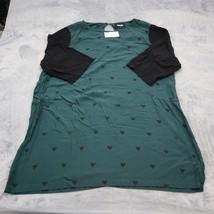 Carmakoma Dress Womens XL Teal Heart Printed Quarter Sleeve Casual Outfit - $22.75