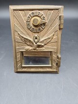 Antique Post Office Mail Box Door Postal Bank Early 1900s Aged Brass Met... - $22.89