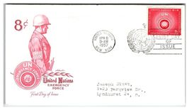 Scott #U.N. 1957 United Nations Emergency Force First Day Cover FDC Artm... - $8.09