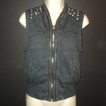 NEW Juicy Couture Size M Slouchy Moto Vest Gray Full Zipped Studded - £21.19 GBP