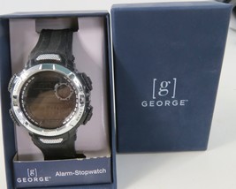 George Men&#39;s Analog Black Watch Alarm Stopwatch Light - £10.46 GBP