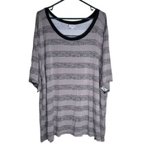 Lularoe Shirt Gray Tee Black Lines Dashes Womens Plus 2X - £6.85 GBP