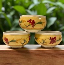 Fitz &amp; Floyd Bellacara Hand-painted Cereal Soup Bowls Set Of 3 Floral RARE - $1,298.98 MXN