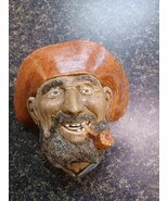 Hand Painted Old Timer Chalkware Head Wall Plaque Corn Cob pipe - €34,06 EUR