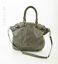 Splendid Gray Coach XL Madison Lindsay Exotic embossed croc leather satchel! - £116.97 GBP