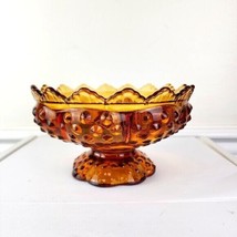 Vintage Fenton Amber Hobnail Candle Bowl - $21.78
