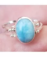 Flip 2in1 LARIMAR-AMBER gemstones 925 sterling silver reversible ring  (... - $55.03 CAD