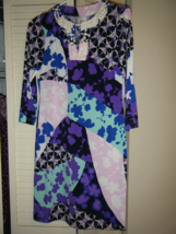 Donna Morgan Sz 4 Multi Color Dress With Beaded Collar V Neck #9043 - £11.14 GBP