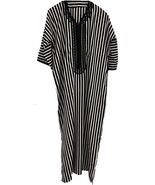 Striped Moroccan Kaftan: Black and white Mens Loungewear - $78.19