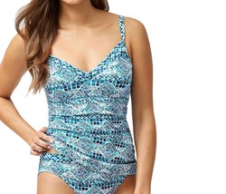 Tommy Bahama caledon isles v-neck underwire tankini top in SEA FLORAL - size XS - $84.15