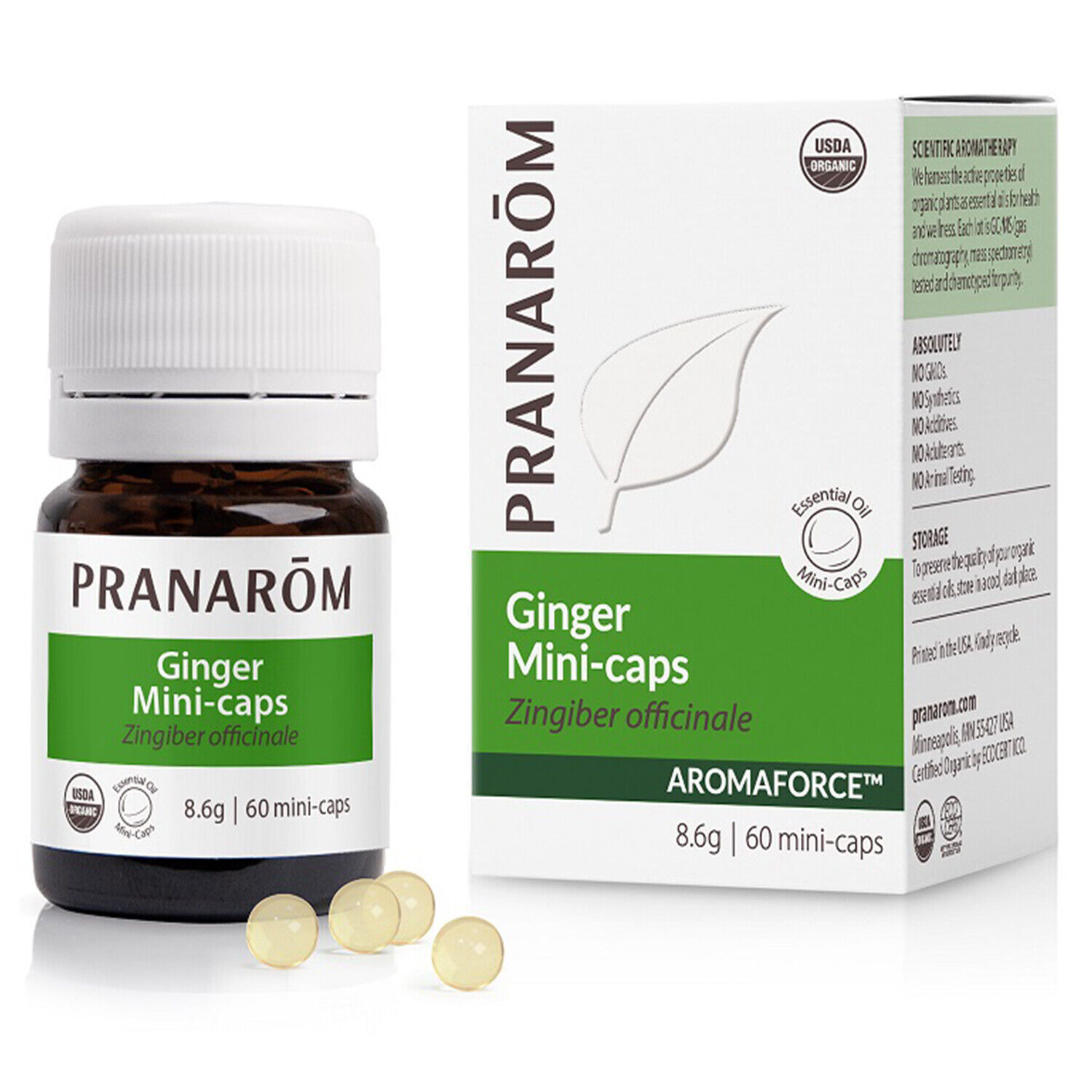 Pranarom Organic Ginger (zingiber officinale) Healthy Digestion, 60 Mini... - $14.75