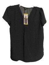 Hilary Radley  Black &amp; Off White Dot Short Sleeve V-Neck  Women Top S - $21.77