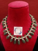 VeroniQ Trends-Vintage Look Big Green Strawberry Quartz Beads Silver Necklace   - £235.26 GBP