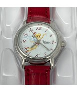 Disney Tinker Bell Girls Burgundy Leather Strap Analog Dial Quartz Wrist... - £11.79 GBP