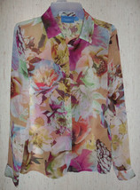 New Womens Simply Vera Vera Wang Semi Sheer Floral Print Blouse Size S - £18.45 GBP