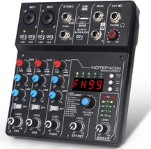 4 Channel Audio Mixer With 99 Sound Effects For Pc,Bt Dj Mixer Portable,... - £39.74 GBP