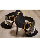 Women&#39;s Sexy Stilettos Shoes Beaded Crossing Strap Back Zip Black Sz 6 E... - $206.43 MXN