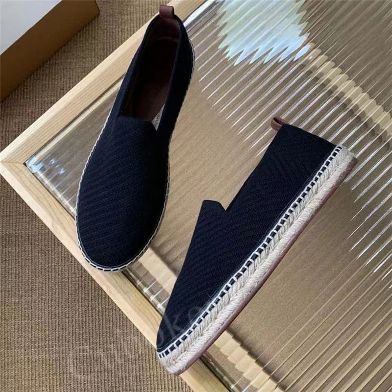 2022 brand runway men s loafers shoes round toe straw bottom male slip on spring summer thumb200