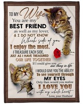 Funny Couple Cat Blanket Gift For Wife From Husband Fleece Sherpa Blanket - £26.28 GBP+