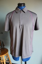 Page &amp; Tuttle Women&#39;s Gray/Pink Short Sleeve 1/4 Zip Top ~M~ RN 101578 - $10.39