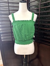 Riley &amp; Rae Women&#39;s Green Smocked Stretch Sleeveless Crop Top S NWT - £14.94 GBP
