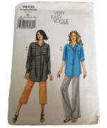 Vogue Sewing Pattern V8735 Shirt and Pants Outfit 8 10 12 14 16 Very Eas... - $24.99