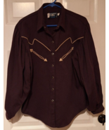 Vtg Brooks Dunn Panhandle Slim Maroon Black Diamond Snap Western Shirt M... - £22.16 GBP