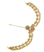 Gold Plated Large Pendant Borla Maang Tikka Bridal Sheeshphool Rajasthan... - $23.00 CAD