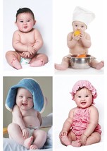 Adhesive HD Cute Smiling Baby Poster for Pregnant Women for Room Decor (Set of 4 - £17.45 GBP
