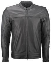HIGHWAY 21 Primer Leather Motorcycle Jacket, Black, Small - £176.38 GBP