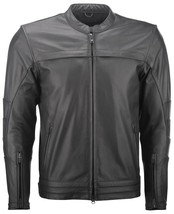 HIGHWAY 21 Primer Leather Motorcycle Jacket, Black, Small - £164.27 GBP