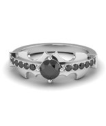 Bat Design Engagement Ring 2.15Ct Round Black Moissanite 14K White Gold ... - £187.48 GBP