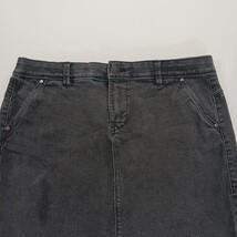 One 5 One Goddess Fit Women's Black Cotton Blend Rear Slit Denim Skirt Size L image 11