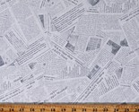 Cotton Newspaper Print Newsprint Headlines White Fabric Print by Yard D3... - $12.95