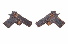 Good Wood New York NYC Black Wooden Beretta M9 9mm Gun Studs Earrings NIP - $12.94