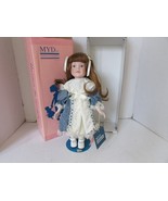 MARIAN YU PORCELAIN DOLL ARIEL 13&quot; BLUE &amp; IVORY DRESS AUBURN HAIR BOXED ... - $184.13 MXN