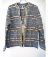 Size M 100% wool Blue grey brown Sweater Cardigan Carolyn Reed - $89.98