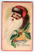 Christmas Postcard Santa Claus Long Flowing Beard Vintage Holiday Greetings - £13.87 GBP