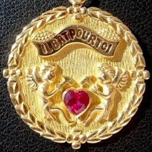 0.5Ct Heart Simulated Ruby AUGIS 14K Yellow Gold Plated Vintage Pendant 1.5 IN - £386.10 GBP