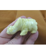 Y-RHI-717) yellow white RHINO rhinoceros gemstone FIGURINE carving I lov... - $325.43 MXN