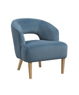 Luxury Blue Velvet Accent Chair - Unique Style Solid Wood Legs - $6,736.97 MXN