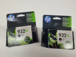 2 Original HP 932XL Ink Cartridges Black EXP May 2020 April 2018 - £15.14 GBP