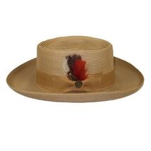 Men Bruno Capelo Braid Straw Style Spring Hat Wide Brim GAMBLER GAMS206 Tan image 2
