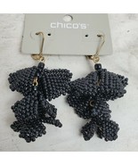 Vintage Native Tribal Seed Bead Dangle Drop Earrings 2.5" Black Cluster CHICO'S - £903.70 GBP