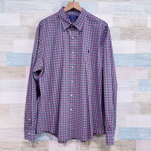 POLO Ralph Lauren Slim Cotton Stretch Shirt Blue Red Plaid Casual Mens XXL 2XL - $34.64