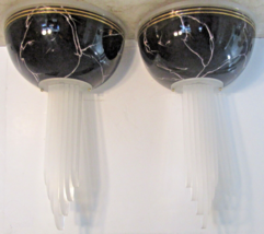 Pair of Vintage Peterson Ceramic Studios Art Deco Porcelain Lucite Wall Sconces  - £315.69 GBP