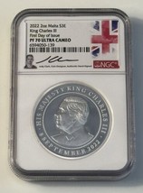 2022 2oz Malta S3E King Charles III NGC PF70 First Day Of Issue Jody Cla... - $467.49