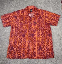 Tanoa Samoa Shirt Men XXXXXL Orange Batik Cotton Hawaiian Tribal Samoan ... - $39.89