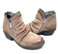 MIZ MOOZ NUBUCK  LEATHER  BOOTIE SIDE ZIP AROUND  SADDLE  37EU / 7US NEW... - $59.95